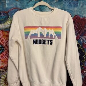 Denver Nuggets Skyline White Crewneck